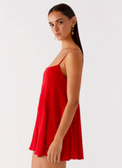 Minivestido com Godês na Barra - Vermelho
