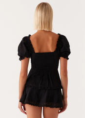 Top de manga abullonada Hundred Percent - Negro