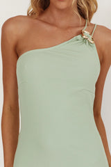 Vestido longo de um ombro só com fivela We Belong Together Mint
