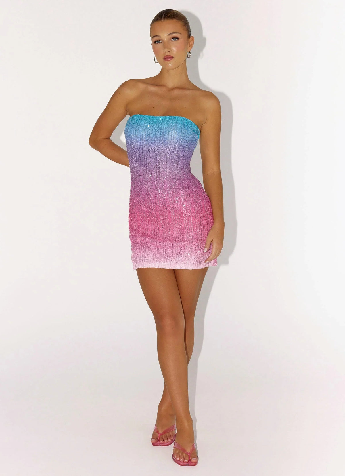 Minivestido de punto con lentejuelas Step Closer - Ombre Disco