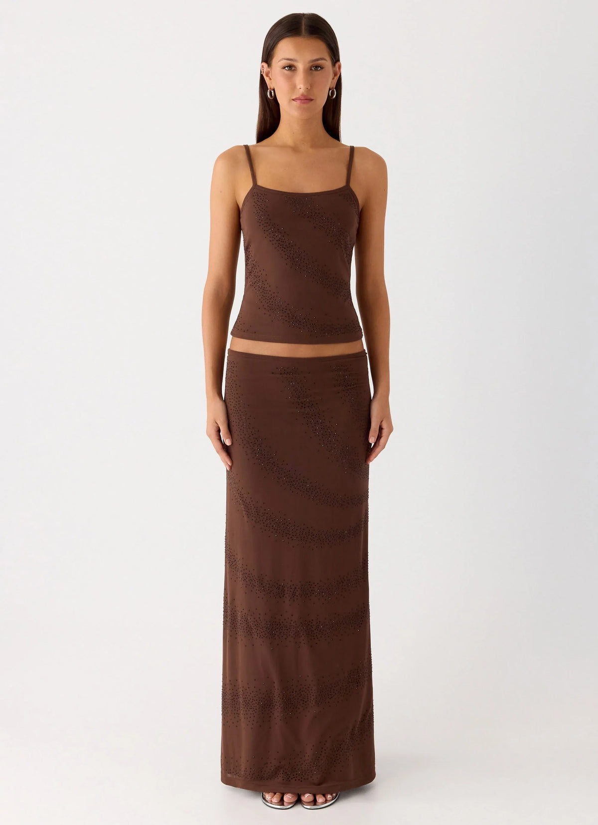 Falda maxi con cuentas Sweet Sky - Chocolate
