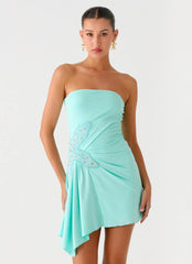 Minivestido Ocean Dream sin tirantes - Turquesa