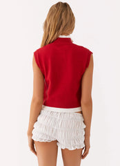 Top de cuello alto con doble cremallera Janey - Rojo