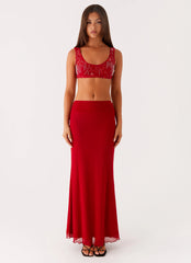 Top corto de lentejuelas Mercer - Rojo