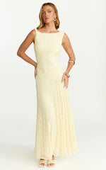 Vestido longo Madeleine - Vestido evasê de gola alta na cor Lemon