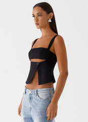 Top con Aberturas Pia - Negro