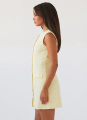 Minivestido de lino Castello Fiore - Limón