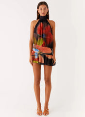 Minivestido de gasa Willow - Estampado floral oscuro