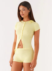 Blusa de Tricô Angela com Botões - Amarela