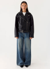 Jaqueta Ethan Biker de PU - Preta