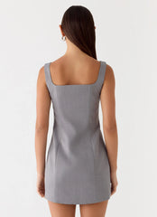 Minivestido ajustado escote Bardot - Gris humo