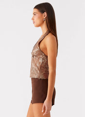 Top de Lantejoulas Reyce - Bege