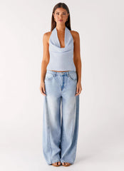 Top Charli con cuello - Azul