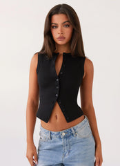 Top de tirantes abotonado Blair - Negro