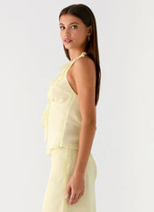 Top corto con cuello halter - Amarillo