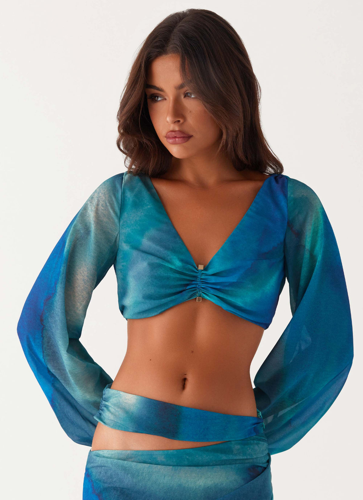 Camiseta manga larga Austin - Tie dye azul