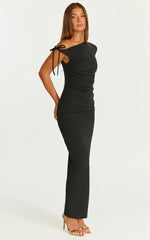 Belle Maxi Dress - Tie Shoulder Detail Dress in Black