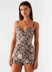 Minishorts de lentejuelas Apolina - Chocolate