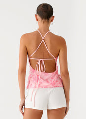 Top halter Janelle con cuentas - Rosa