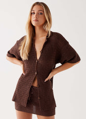 Camisa de ganchillo extragrande Nylah - Chocolate