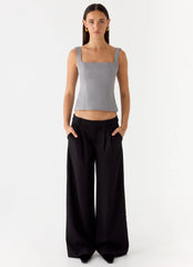 False Start Top - Gris Humo