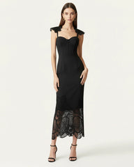 Orchid Embroidered Corset Dress - Black