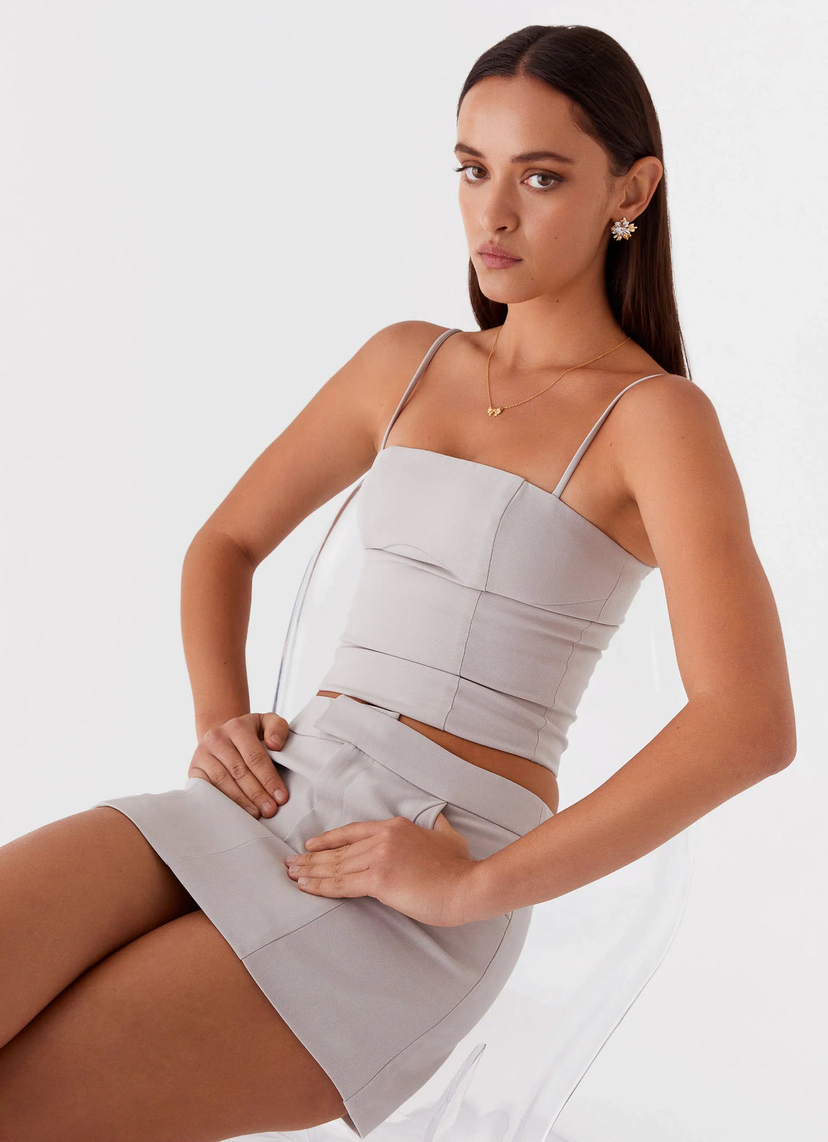 Top crop Eliana - Gris
