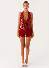 Top halter con cuello desbocado Rio Dreams - Rojo