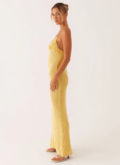 Vestido largo de ganchillo Zara Rose - Amarillo