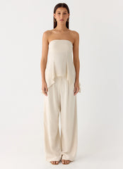 Blusa de Linho Rossi Hanky com Barra Assimétrica - Oatmeal