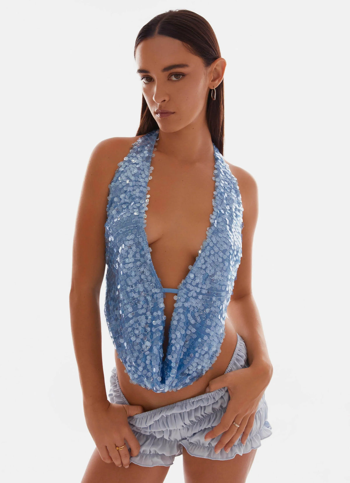Top halter de cuello desbocado Rio Dreams - Azul