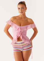 Top Dylan sin hombros - Rosa