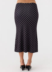 Falda Midi Bahama de Talle Bajo - Lunares Negros