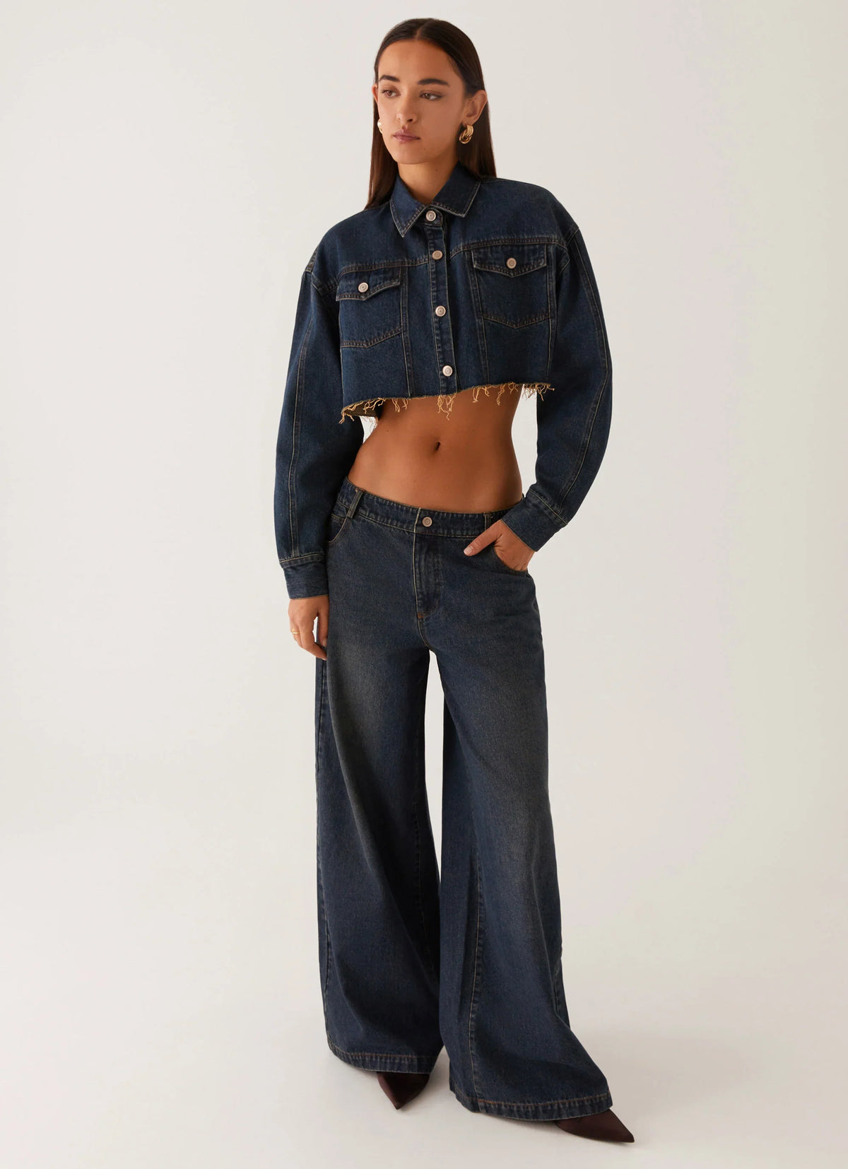 Jeans Colorado de pierna ancha - Azul