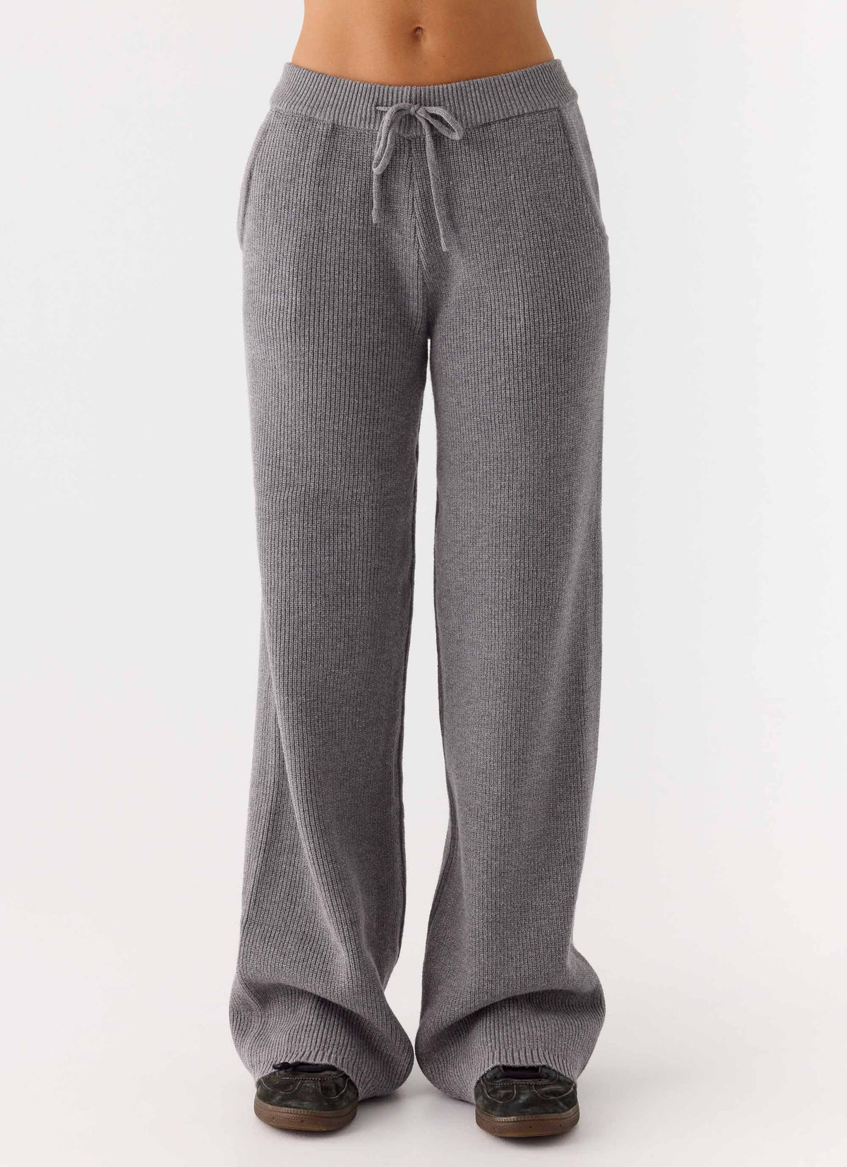Pantalones de punto Harrison de tiro bajo - Gris jaspeado