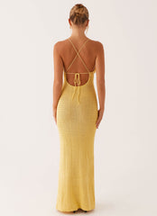 Vestido largo de ganchillo Zara Rose - Amarillo