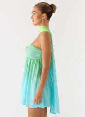 Vestido Curto Calantha Scarf - Degradê do Mar
