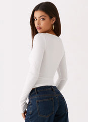 Blusa Branca Jeyda Manga Longa Rose