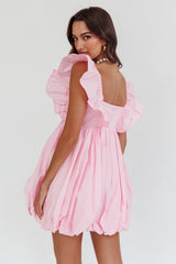 Minivestido con dobladillo de burbuja y horóscopo (color rubor)