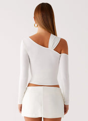 Blusa de Manga Comprida Assimétrica Cloud Kiss - Creme