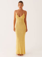 Vestido largo de ganchillo Zara Rose - Amarillo