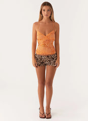 Top de tirantes Kamilla con lentejuelas - Naranja