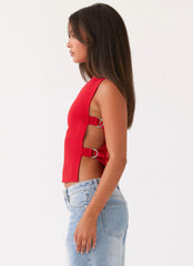 Top de Fivela Cherish You - Vermelho