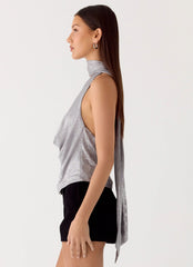 Top de cuello de vaca Shining Lights - Plateado