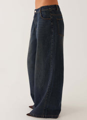 Jeans Colorado de pierna ancha - Azul