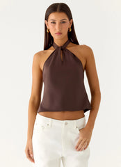 Top con pañuelo Maddox - Chocolate