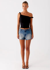 Shorts Frida de mezclilla - Azul lavado vintage