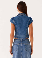 Blusa de Botões Stella - Azul