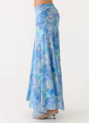 Saia longa Liana franzida - Aqua Paisley