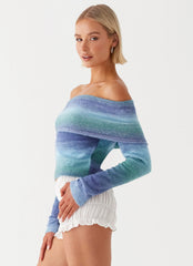 Jersey de punto sin hombros Tully - Azul Ombré